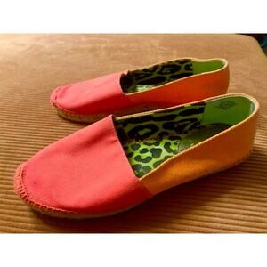Bright Orange & Pink Colorblock Espadrille Flats By Rachel Roy - Size 7.5